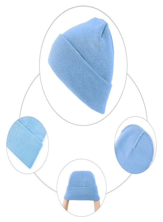 QPIXVB Light Blue Beanie - Women's & Men's Knit Winter Hats - Hunting & Running Gift for Dad - Image 4